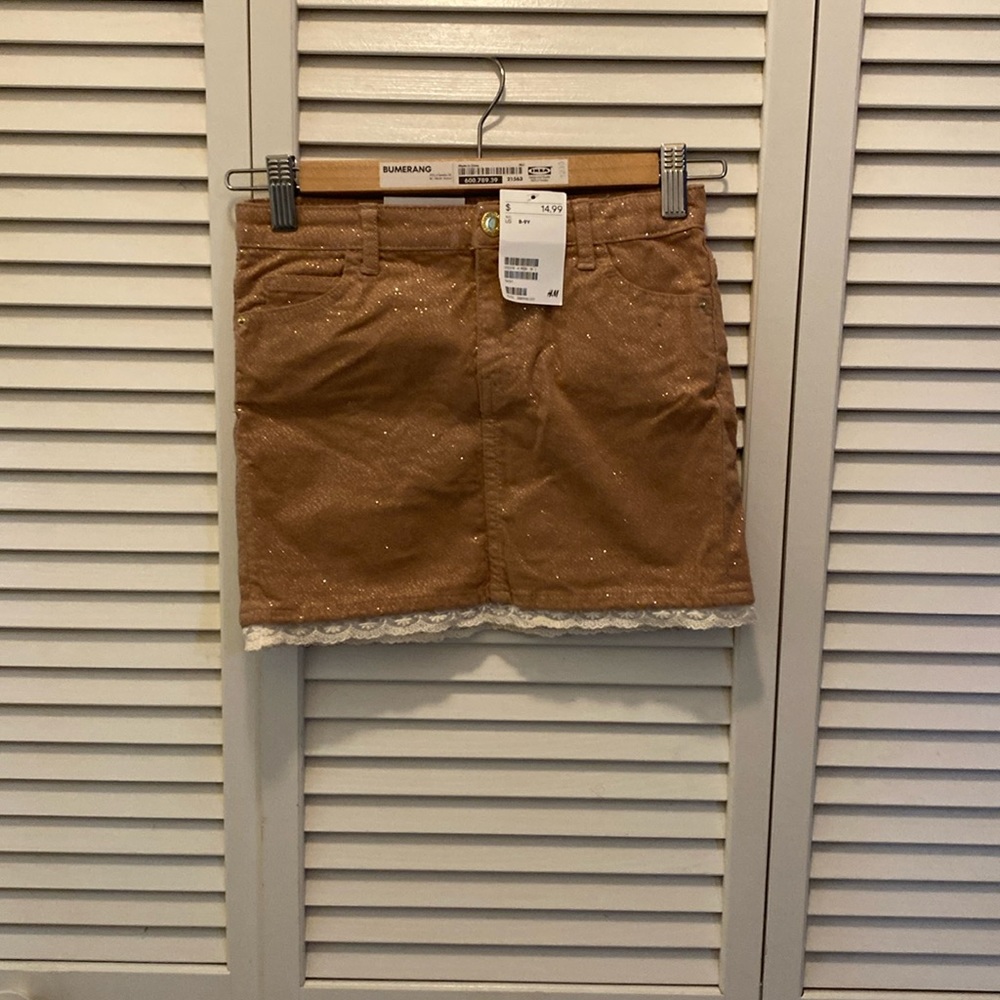 H&M, brand new Corduroy Sparkly Skirt with Lace